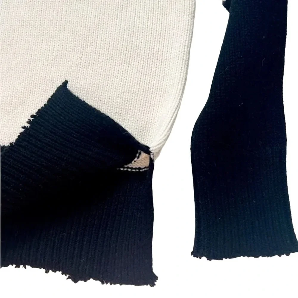 Sundry Loose Fitting White & Black Heart on Elbow Knit Sweater 0 (XS) NWT $195 - Picture 6 of 9